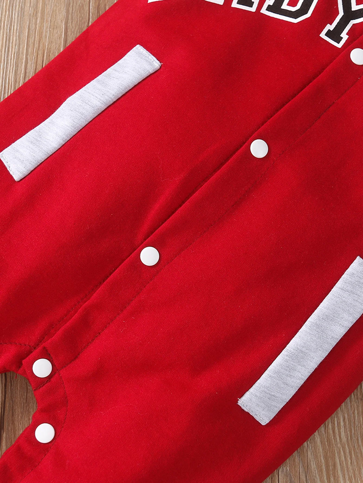 Cute Personalized Baby Boy Jumpsuit Fashionable Letter Print Long Sleeved Round Neck Comfortable Clothing for Infants