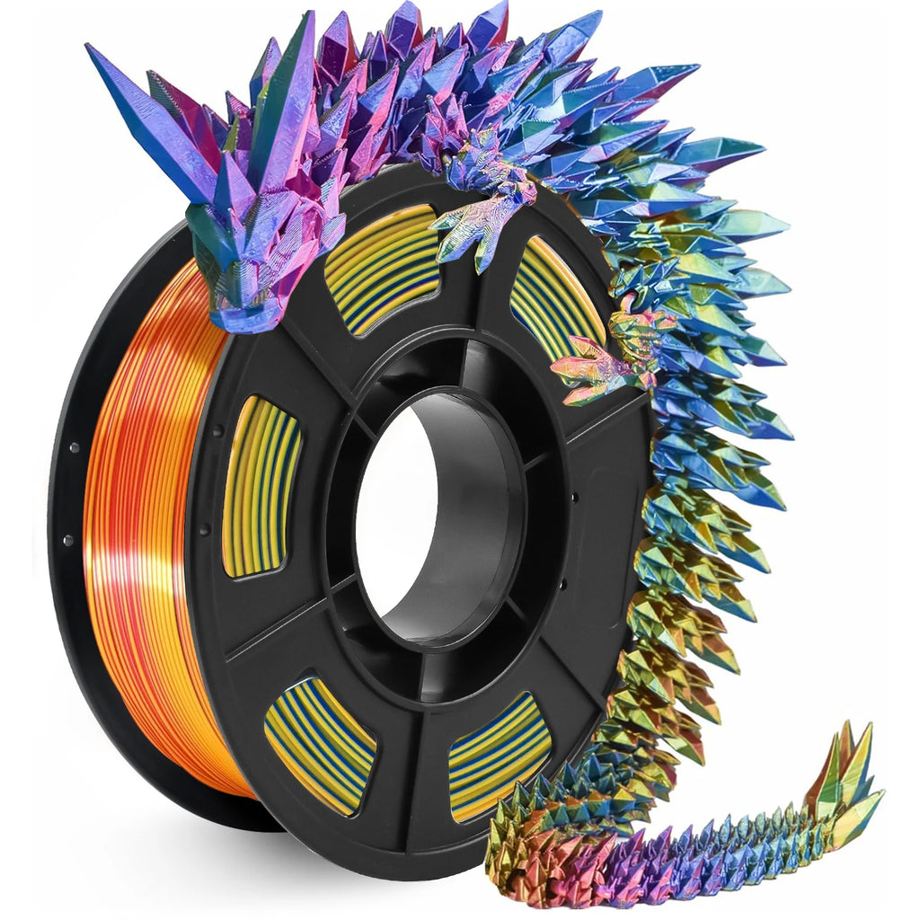 Multicolor 3D Printer Filament,Dual/Tri Color 1.75mm PLA Silk Shiny Printing Filament,250g(0.55lbs) Fit Most FDM 3D Printer