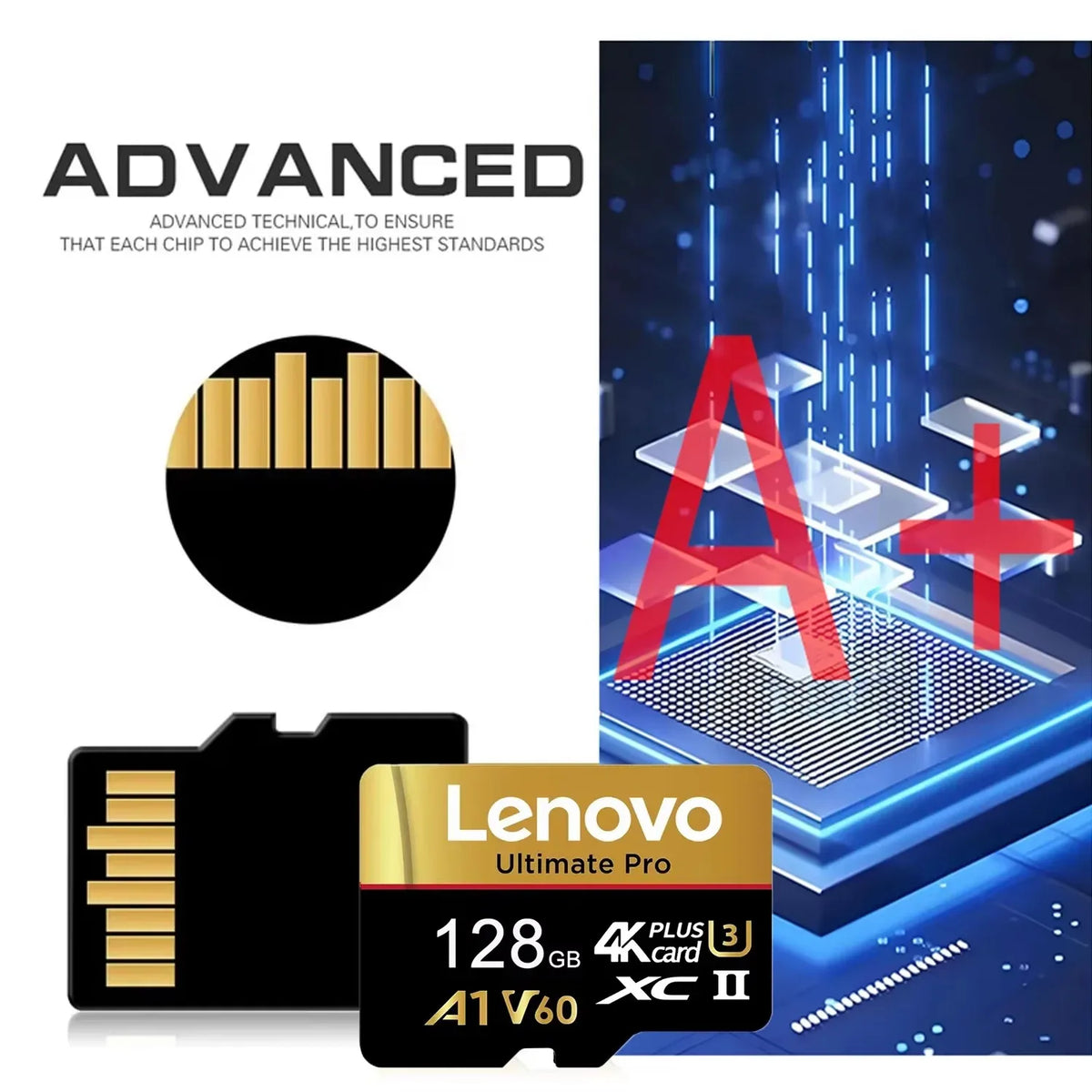 Ultra Lenovo Memory Card 512GB SD Cards TF Cards Micro SD Card 128GB 64GB Data Integrity 8K for Drone / Camera / Smartphone