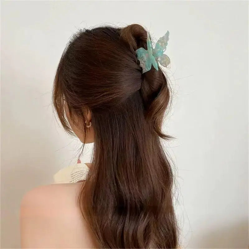Super Fairy Three-Dimensional Butterfly Half-Tied Hair Back Of The Head Acetate Clip Hair Accessories For Women