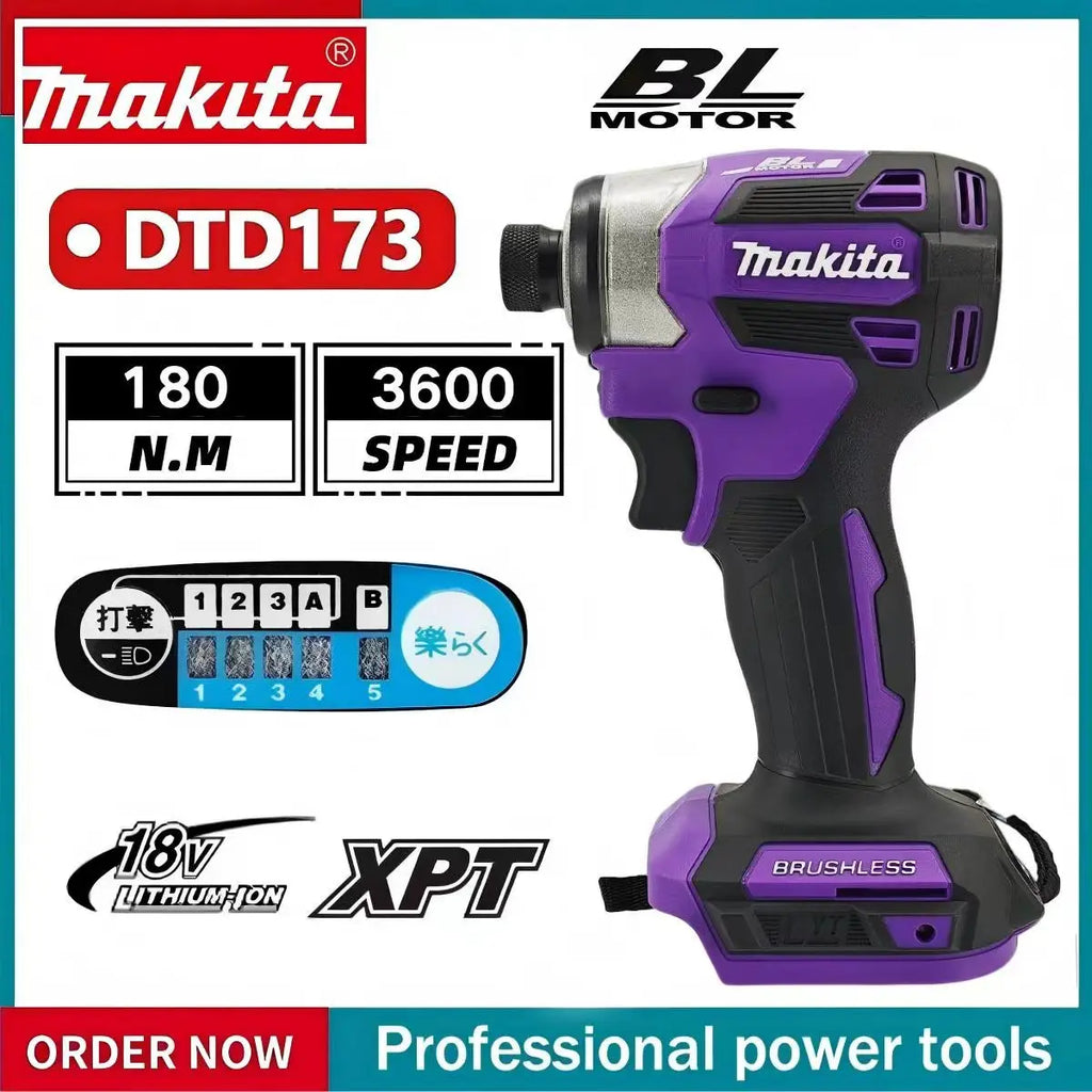 Makita DTD173 180Nm Violet Brushless Drill Power Tool for Home Improvement And DIY Electric Wood/Bolt/T-Mode