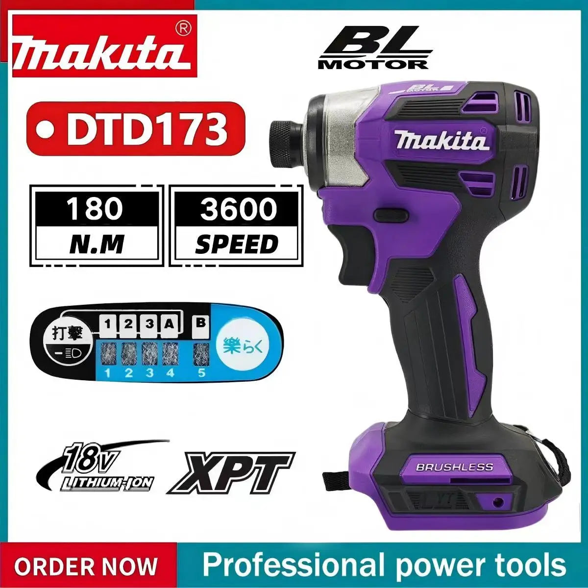Makita DTD173 180Nm Violet Brushless Drill Power Tool for Home Improvement And DIY Electric Wood/Bolt/T-Mode