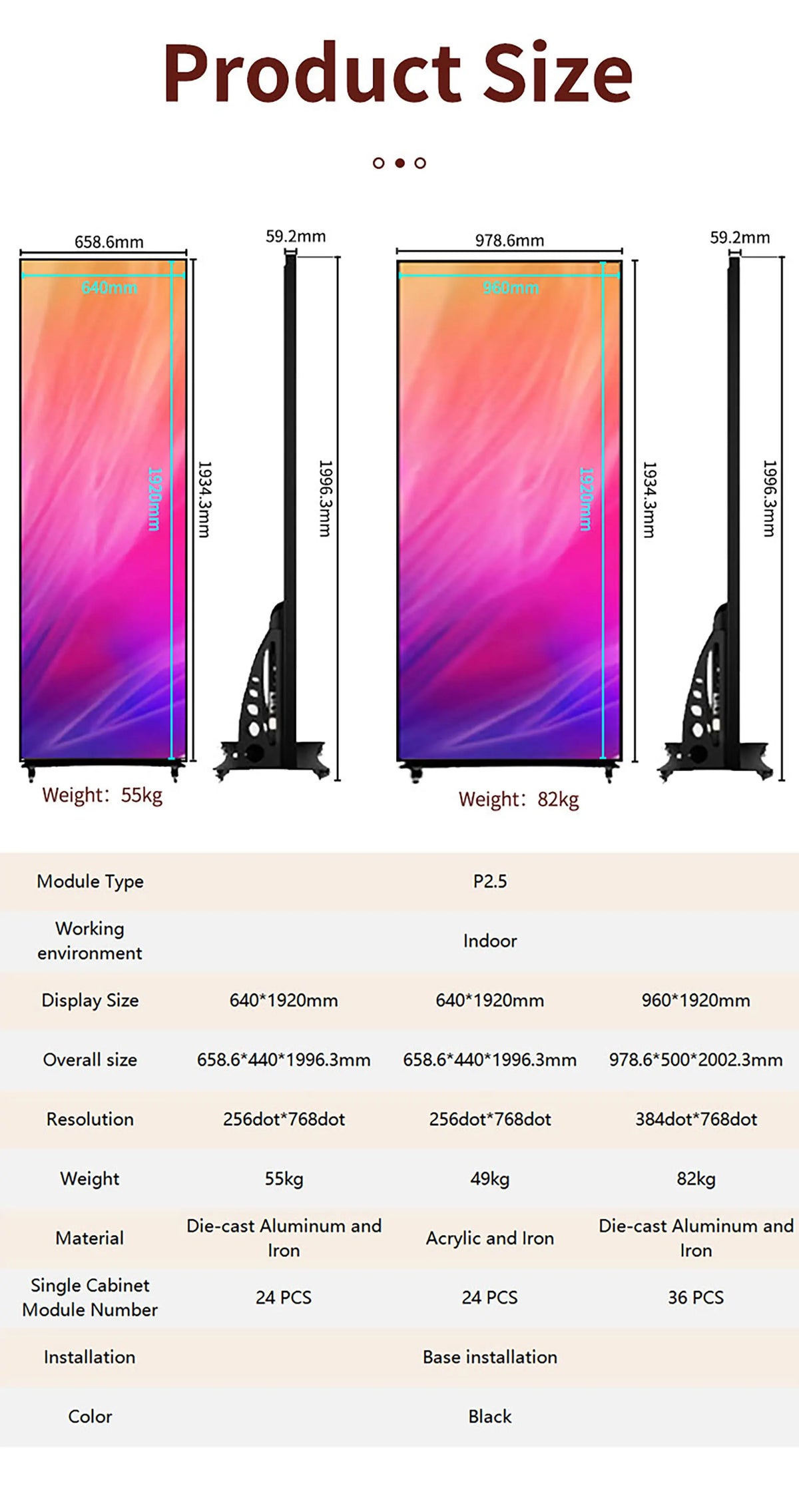 Factory Hot Selling Led Poster 640x1920mm Screen GOB P1.8 Flooring Standing LED Folding Advertising Poster Led Display Events
