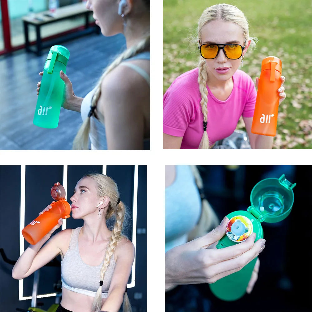 1pc Air Water Bottle with 1pc Random Flavor Pods Portable Transparent with Straw Leak Proof Suitable for Outdoor Sports