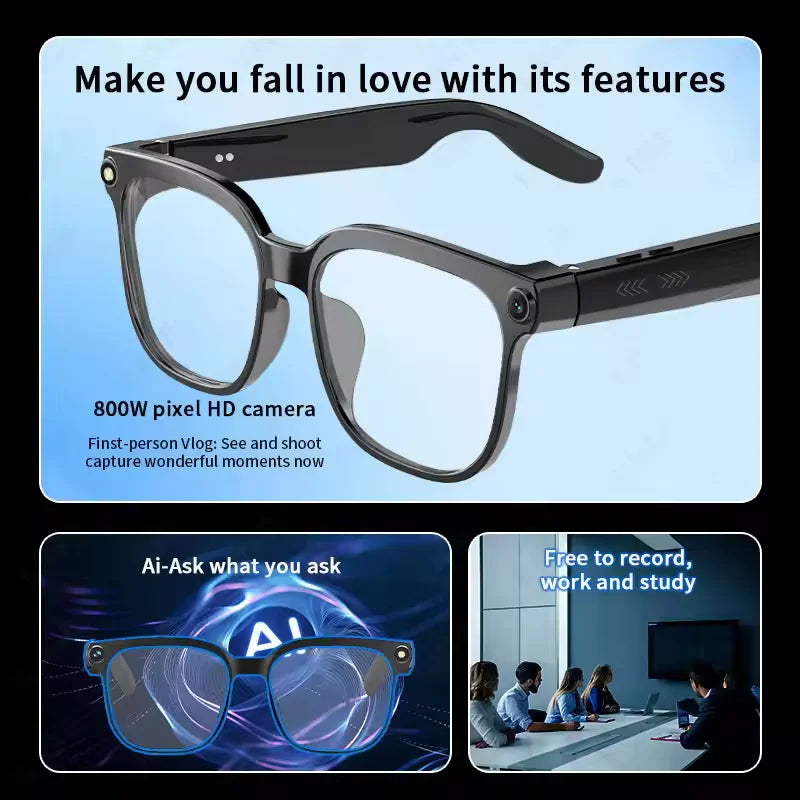2026 New Smart Glasses Men 4K 8MP HD Camera Video Recording Language Translation ChatGPT WIFI Bluetooth Call Audio Glasses Women