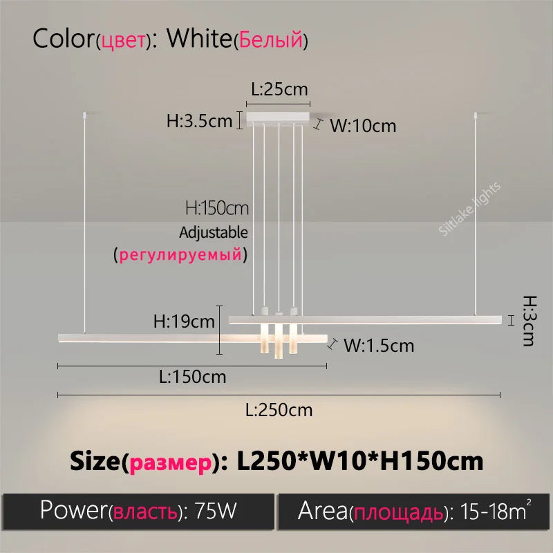 Modern light creative bar counter strip designer lamps LED Pendant Light  for Dining Table Kitchen Chandelier Memory Function