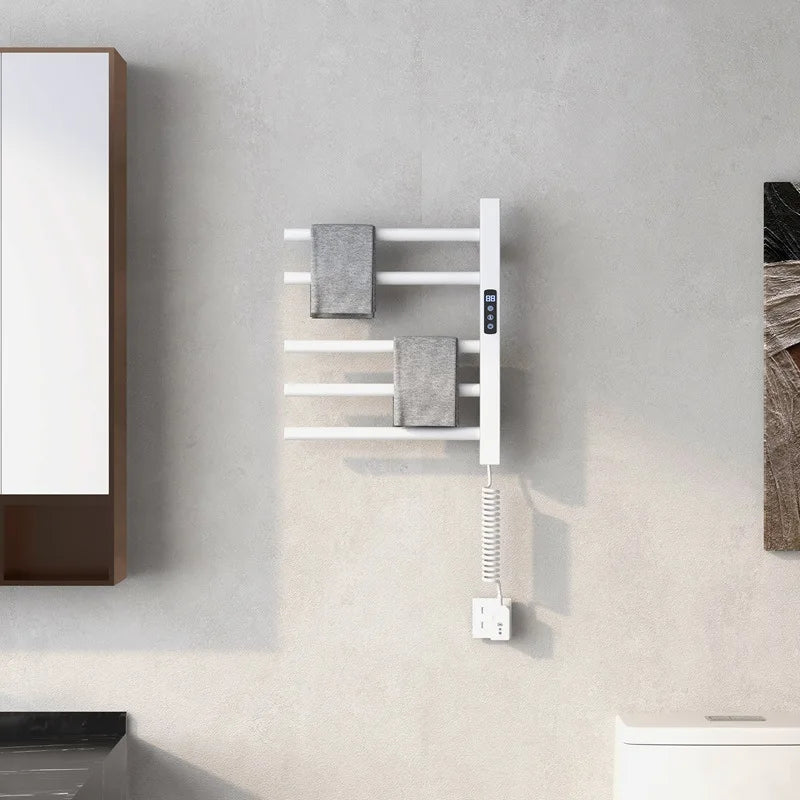 Smart Electric Bathroom Towel Rack Timer Rotating Towel Warmer Touch Control Temperature Adjustable Wall Mounted Drying Rack