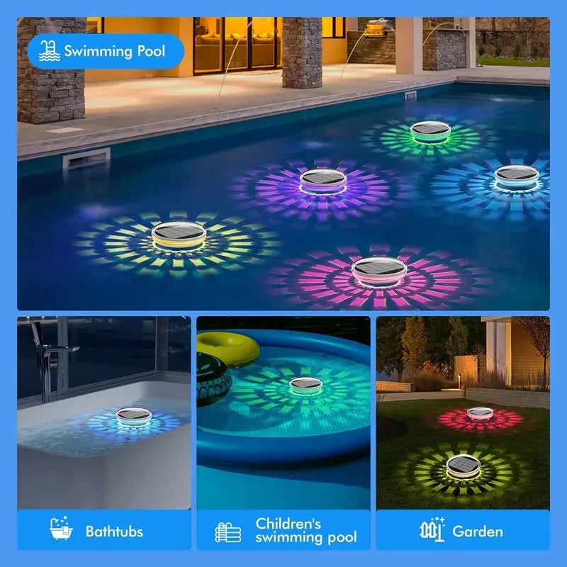 Outdoor LED Solar Pool Lights Waterproof 3 Timer 9 Lighting Floating Lamp For Garden Pool Party Decoration