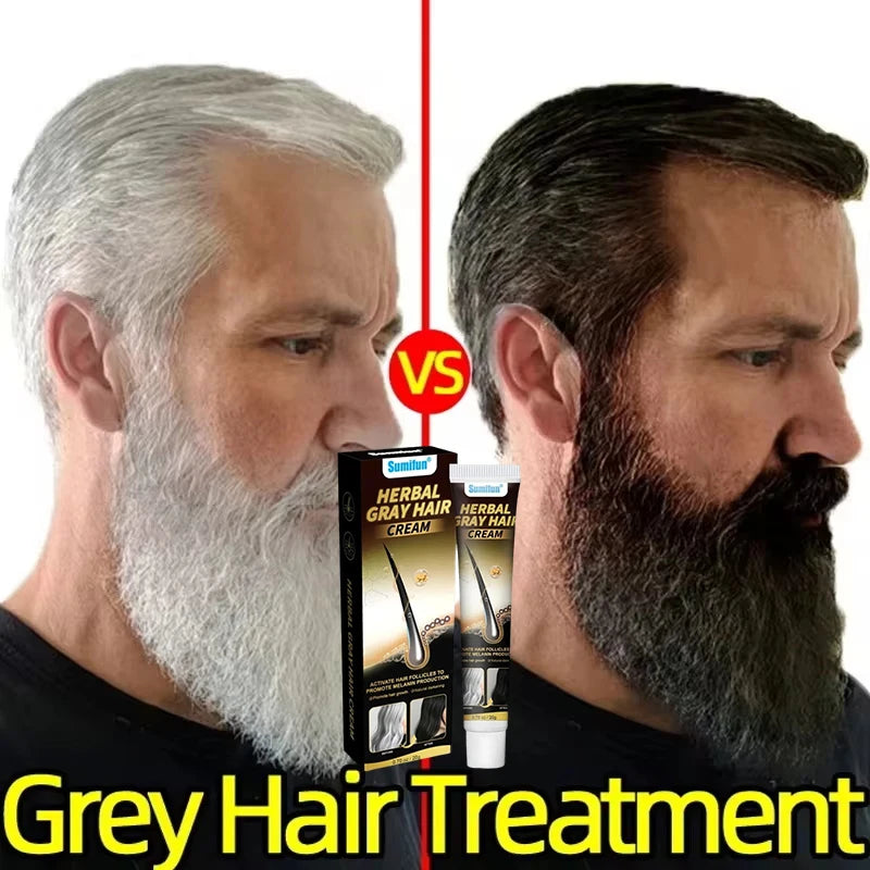 Herbal Anti-grey Hair Treatment Serum Cream White To Black Permanent Repair Natural Color Nourish Scalp Hair Care Products