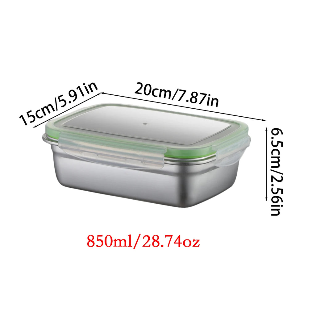 304 Stainless Steel Lunch Box Set with Silicone Transparent Lids Stackable Food Storage Containers for Kitchen School Office