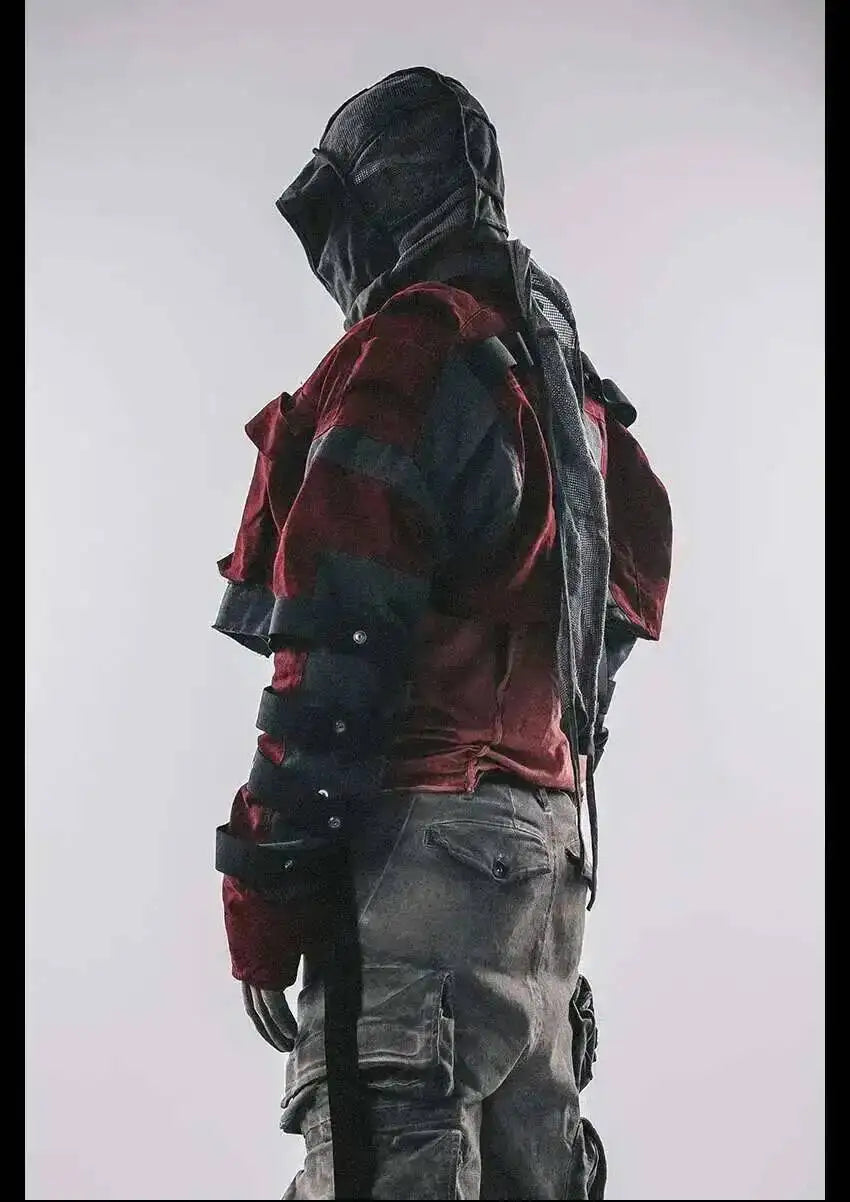 HKSH 2024 Spring Autumn Winter New Men Tide Punk Techwear Short Overcoat Jacket Fashion Chic Patchwork Coats Niche Design HK2916