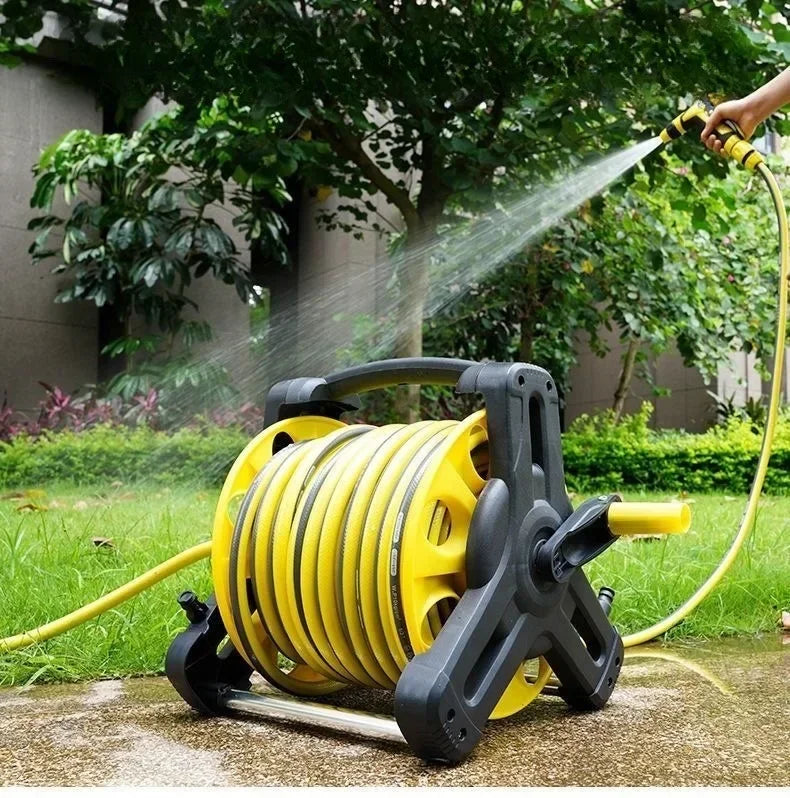 Household Outdoor Water Hose Reel with High Pressure Spray Water Gun for Car Washing Garden Lawn Plant Irrigation Watering Tool