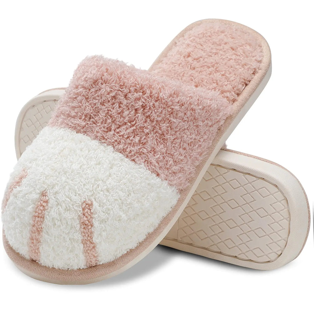 Crestar Women's Cat Paw Cozy Slippers Indoor Warm Gifts for Women Men with Memory Foam Trendy Cute Fuzzy Winter House Shoes