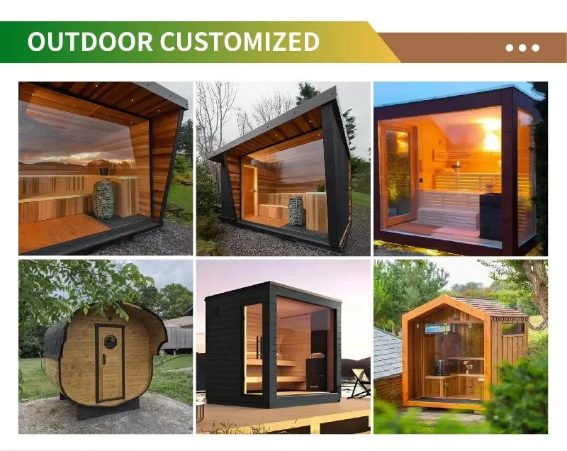 Traditional Outdoor Steam Sauna Room Customizable Size with Sauna Stove & Stones for Home