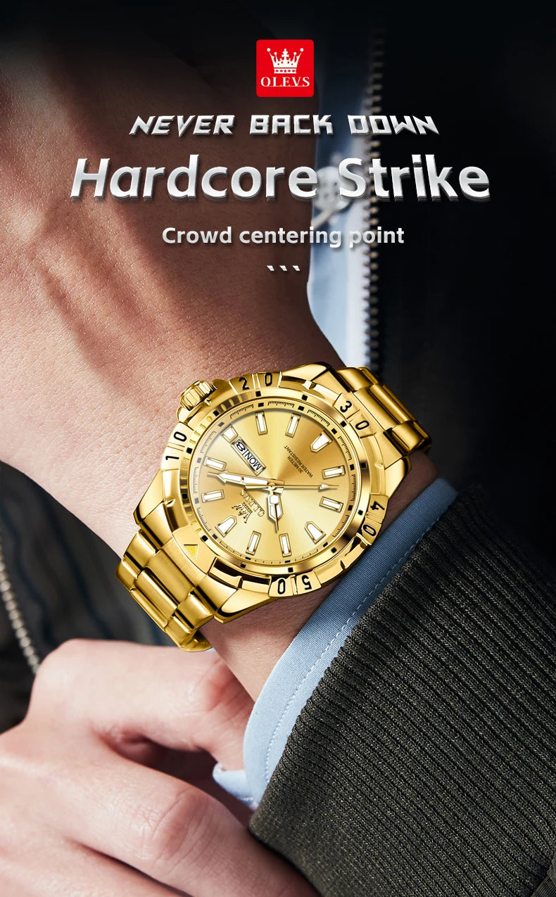 OLEVS 5560 Luxury Brand Man Quartz Watch Waterproof Stainless Steel Strap Watches for Men Dual Calendar Business Men Wristwatch
