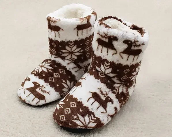 Home Slippers Boots Womens Winter Warm Indoor Christmas Elk Fur Contton Plush Anti Skid Non Slip Soft Deer Female Floor Shoes