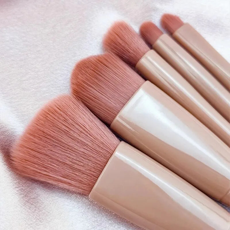 Makeup Brush Set With Mirror Case Portable Travel Cosmetic Brushes Soft Face Powder Foundation Eye Makeup Kit For Women