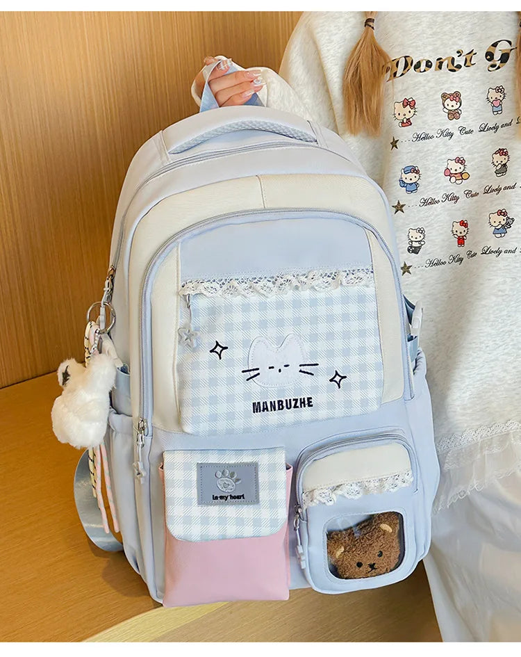 Girl School Bag Backpack Back Pack For Teenager Women Children Female Pink Schoolbag Primary High Bagpack Class Teens Child Kids