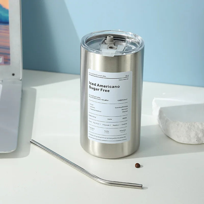 1PC High Capacity American Stainless Steel Tumbler Double Wall Insulated Coffee Cup Creative Straw Water Mug Household Goods