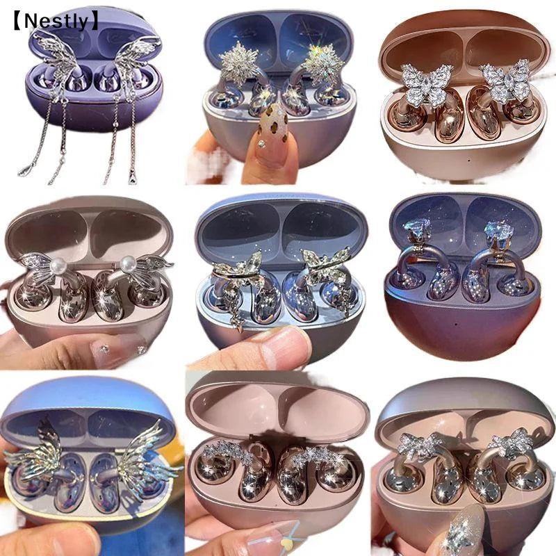 1Pairs Headphone Diameter Buckle Zircon Decorative Headphone Decoration Clip Removable Easy To Install Earbud Accessories〔Nest〕