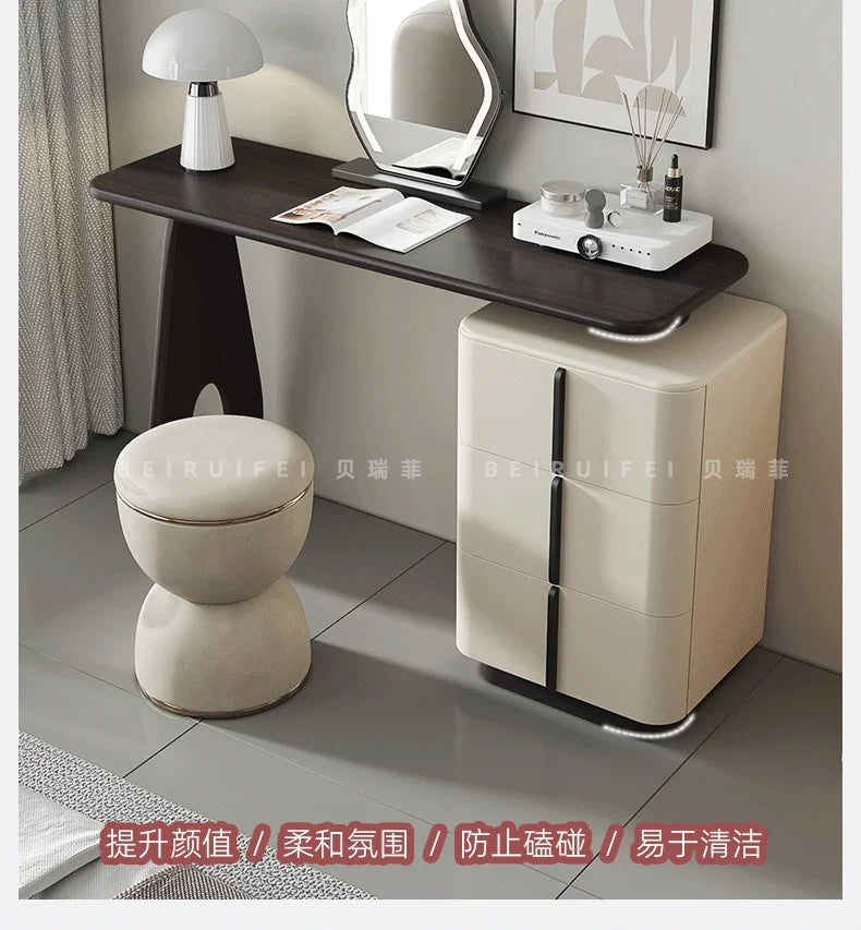 Modern Mirror Lights Stool Vanity Table Europe Set Women Kids Dressing Table Bedroom Organizer Luxury Tocador Mueble Furniture
