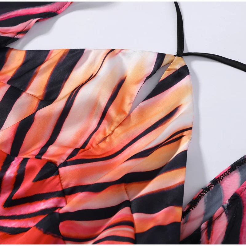 Sexy Printed Women's Dress Wide Sleeve Backless Waist-Closed Hip Package Lady Long Dresses 2026 Summer Autumn Chic Female Robe