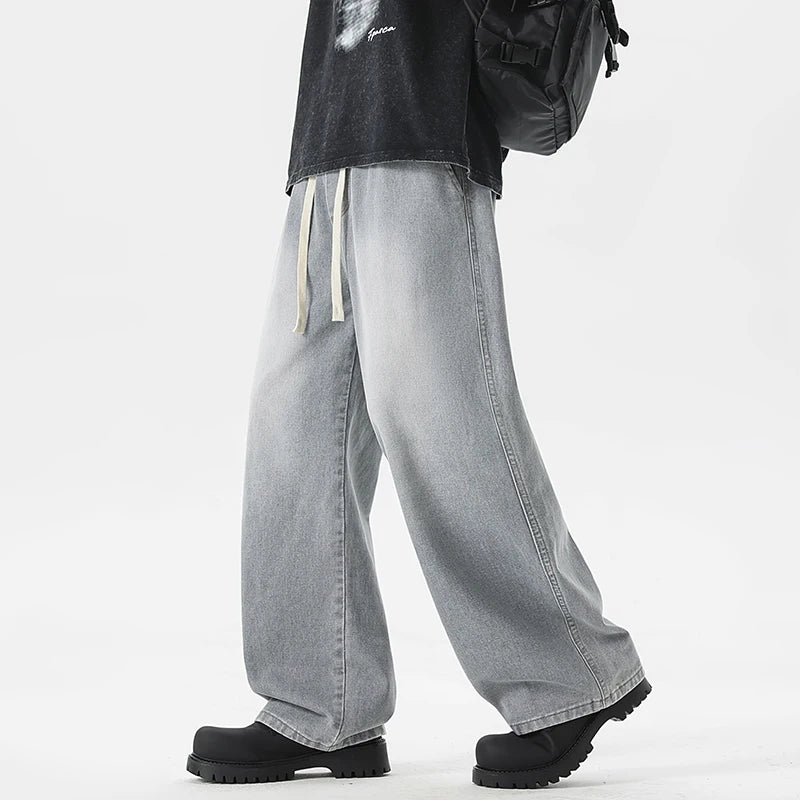 Men's Jeans American Loose Wide-leg Loose Straight Casual Trousers Street Hip-hop Baggy Jeans Black Grey Blue Streetwear Men