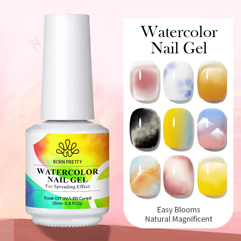 BORN PRETTY 15ml Autumn Nail Blossoming Gel Spreading Effect Watercolor Flower Gel Easy to Apply for Nail Art Manicure Pedicure