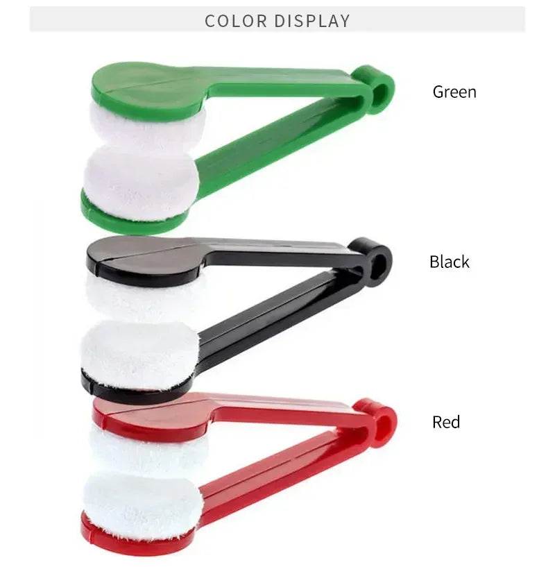 Portable Multifunctional Eyeglass Cleaning Wipe Green Microfiber Lens Brush for Sunglasses Glasses Compact Travel Scratch Free T