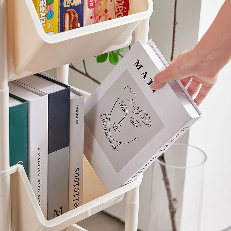 Kitchen Organizer Storage Rack Mobile Snack Toy Trolley Desk Side Book Shelf Rack Wheels