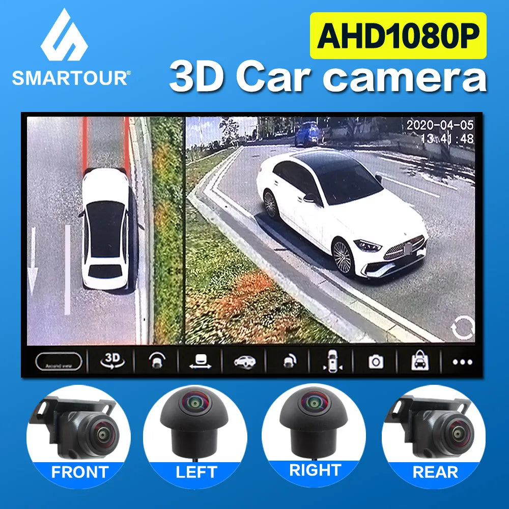 Smartour Universal 3D 360 4 Camera AHD 1080P 720P Car Surround View Camera System Reverse Camera For Android Radio Stereo Player