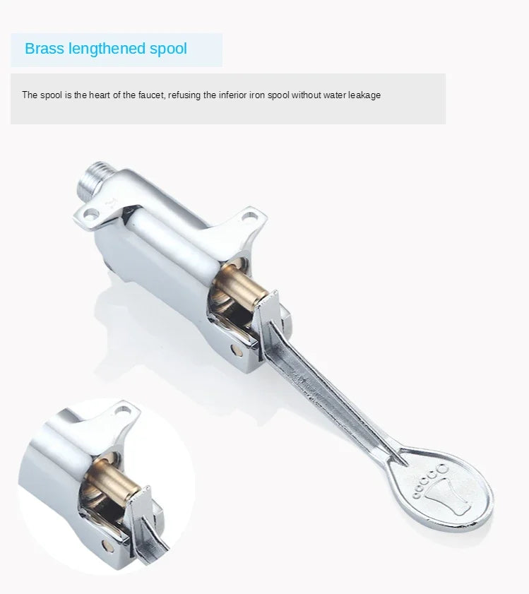 Foot-operated Faucet Brass Hospital Laboratory Food Factory Basin Foot Valve Single Cold Foot Faucet  Kichen  Water Faucet