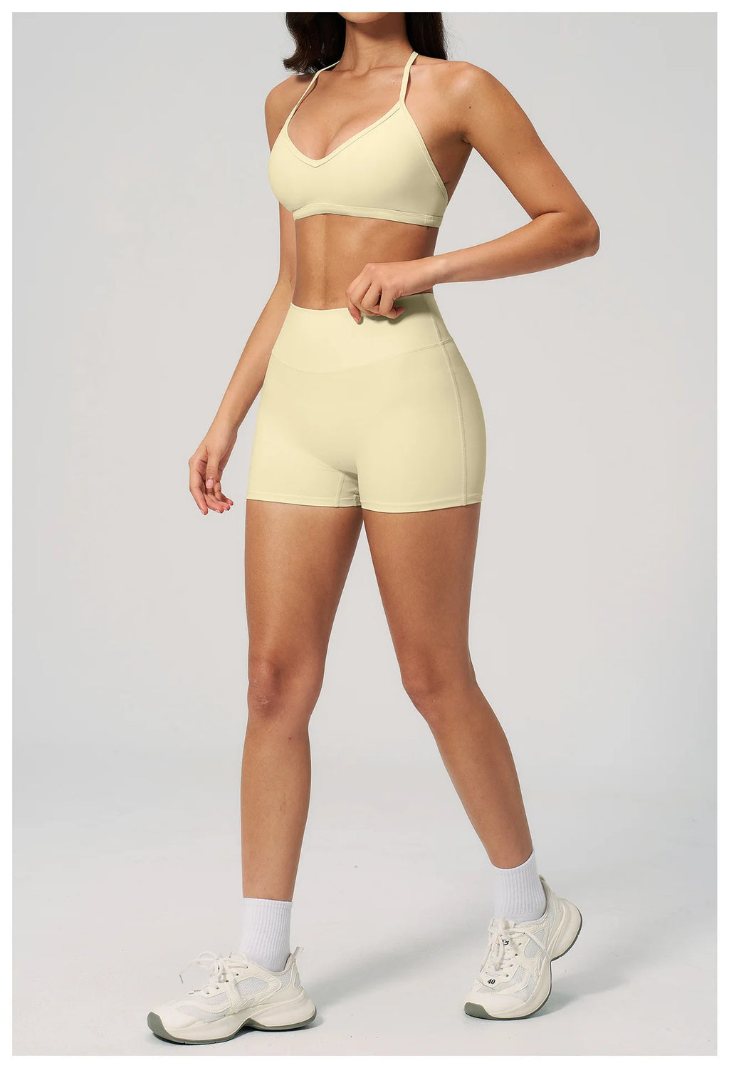 2 Pieces Yoga Set Women Tracksuit Backless Halter Tops High Waist Shorts Gym Suits Fitness Sportswear Workout Sets Athletic Wear