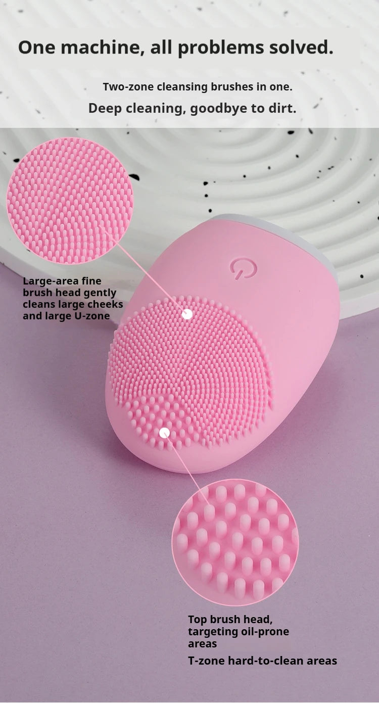 Electric Silicone Facial Cleanser Massager Skincare Massage Tool Beauty Machine Vibration Cleaning Of Pores Self Provided Batter