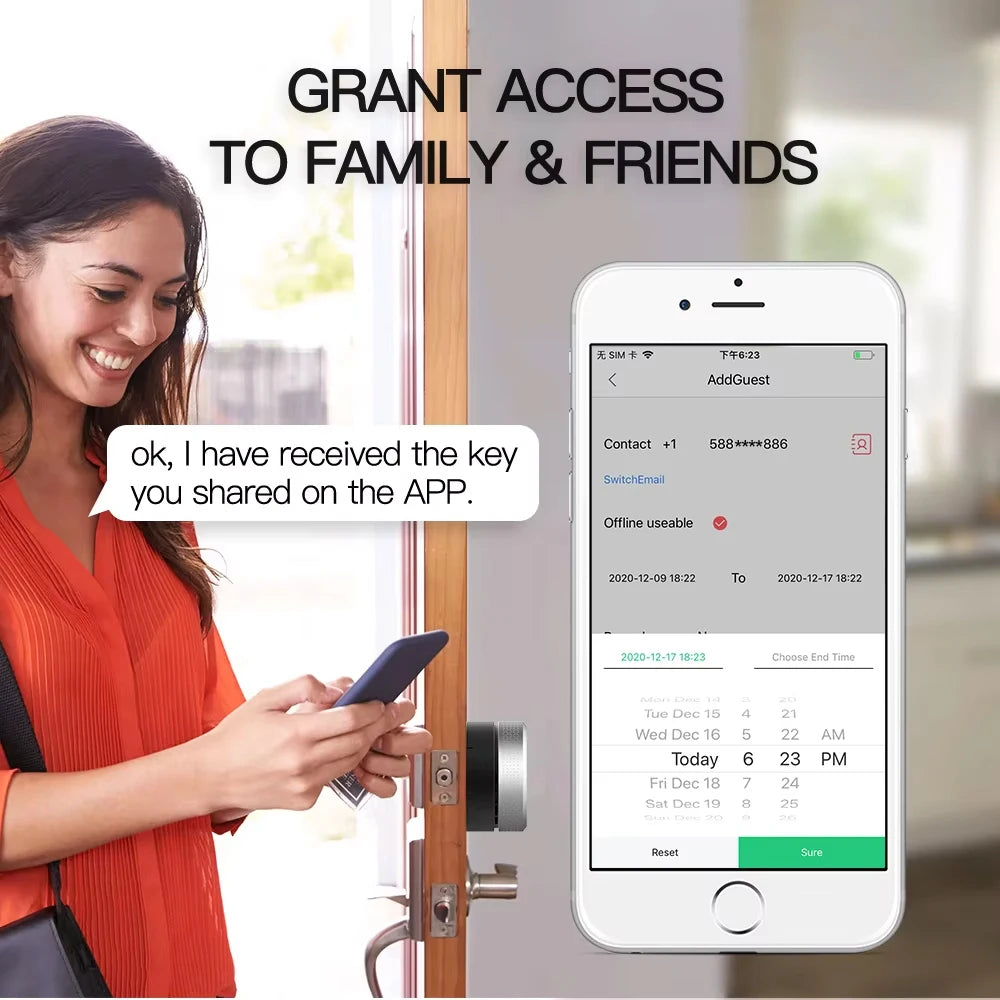 Wehere M521 Smart Door Lock Fingerprint Cylinder Bluetooth for Door 50-100mm Thickess Support TUYA TTlock Multiple Option