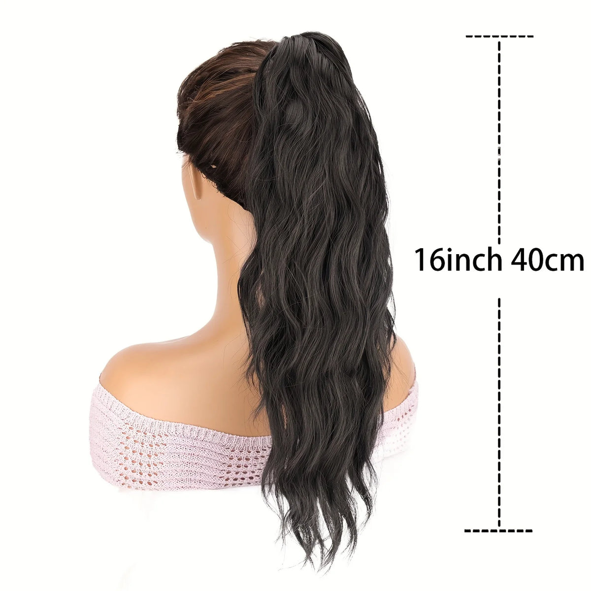 Black White Ombre Claw Clip Ponytail Hair Extensions Wavy Synthetic High Ponytail Hairpiece For Women