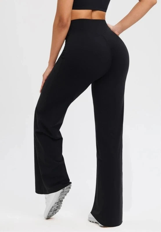 2026 C-B Women High Waist V Back Scrunch Straight Leg Yoga Pants Naked Feel Tummy Control Stretch Gym Pilates Sports Trousers