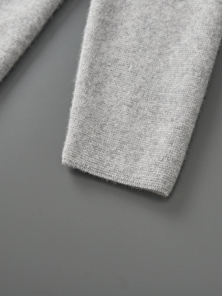100% Merino Wool Sweater Men's Suit Collar Cardigan Smart Casual Knitwear Autumn Winter Cashmere Solid Coat Pockets Clothing Top