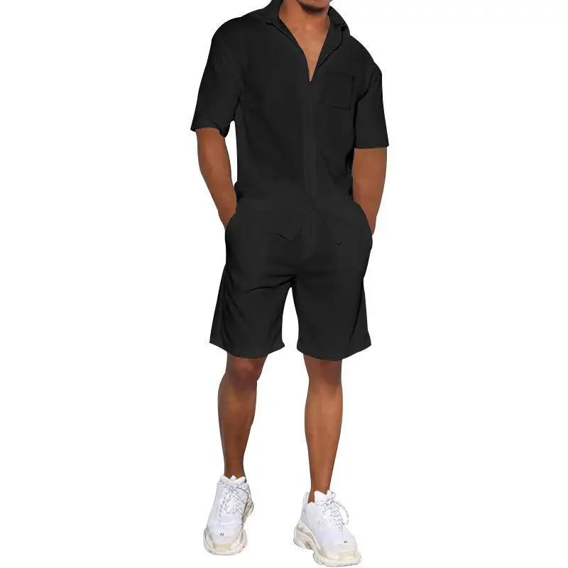 2026 Men's Summer Solid Casual Sets Comfy Cotton Linen Short Sleeve Lapel Shirt and Shorts Two Piece Sets Men Loose Sport Outfit