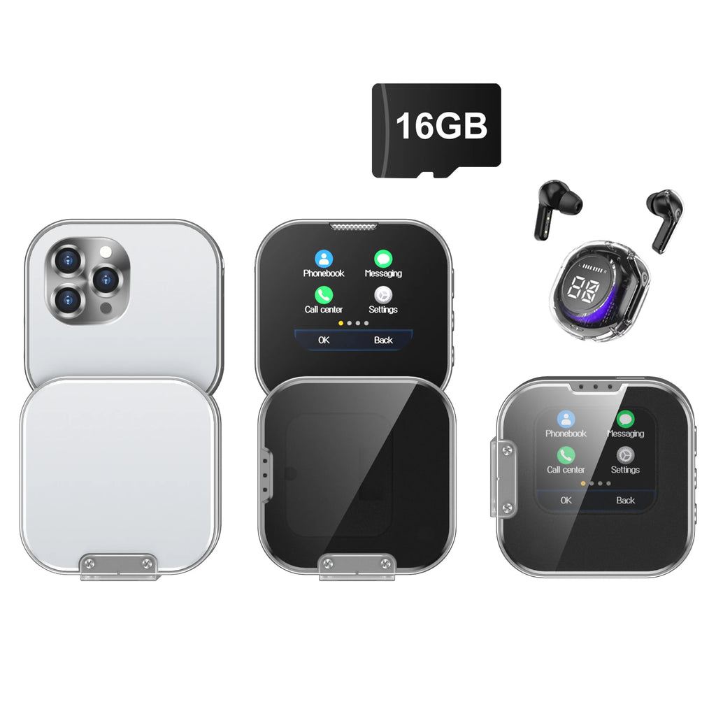 SERVO I19 Rotate Small Box Touch Mobile Phone 2SIM Standby Magic Voice Bluetooth Sync Music Torch Mini Rotation Cellphone Type-C