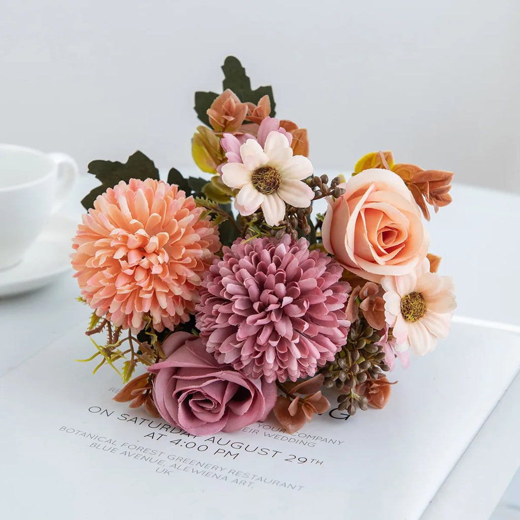 Silk Rose Artificial Flowers Wedding Home Room Valentine's Decora Wreath Bridal Bouquet Table Vase Photography DIY Gift Box Yard