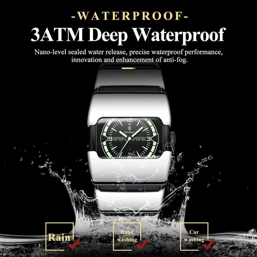 POEDAGAR Original Casual Man Wristwatch Waterproof Luminous Stainless Steel Watch For Men Sports Quartz Men's Watches Male Clock