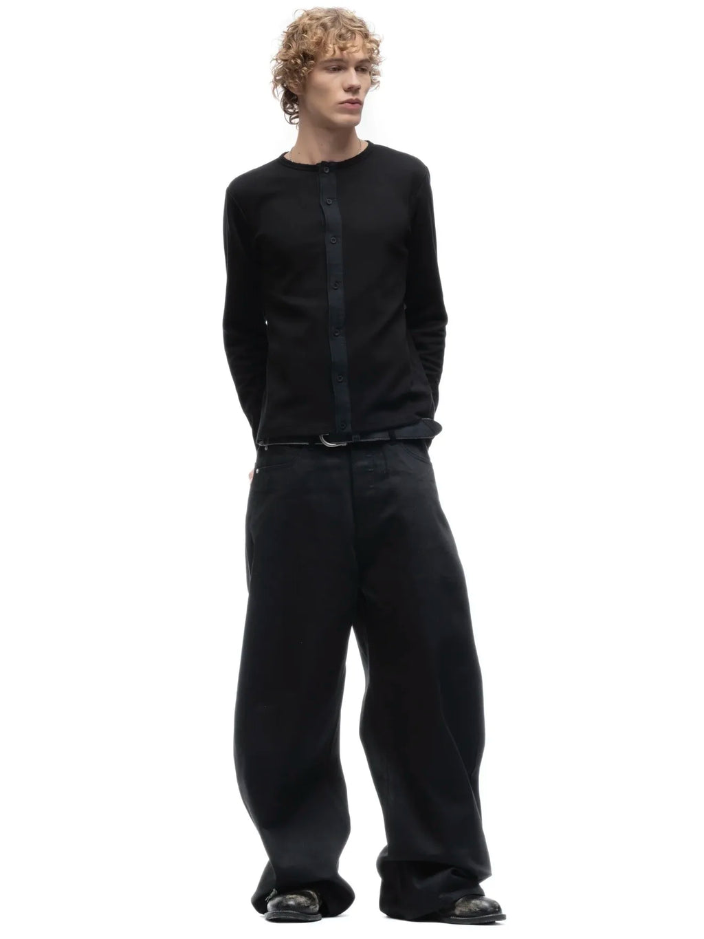 Black Raw Denim Jeans Baggy Pants Japanese Red Edge Raw Selvedge Fabric Straight Leg Men's Casual Trousers