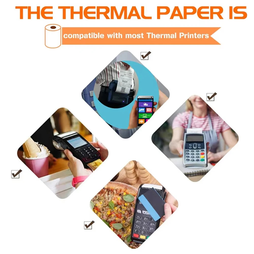 80mm/58mm Thermal Papers For Mini Thermal Receipt Printer PAD POS Printer 2 inch Paper Rolls For Business Bill Ticket Printing