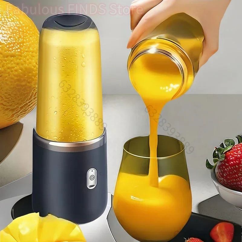 Multifunction Double Cup Juicer 400ml USB Rechargeable Portable Electric Juicer 6 Blade Fruit Blender for  Home Kitchen Tool