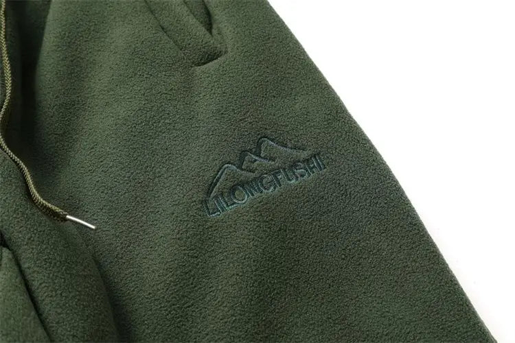 Fleece and Lambswool Men Sweatpants Winter Embroidery Thick Warm Double-sided Velvet Windproof Thermo Trousers Soft Harem Pants