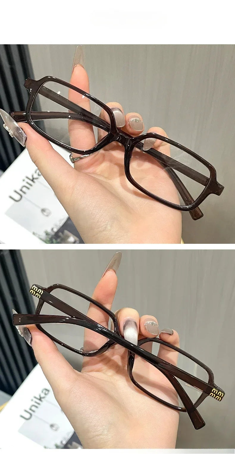 Black Square Small Frame Myopia Glasses Anti Radiation and Anti Blue Light Ultra Light Myopia Glasses Prescription 0 To -4.0