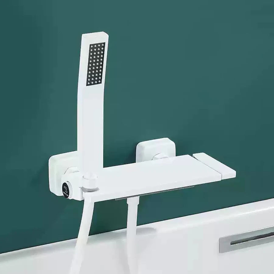 Brushed Gold Waterfall Bathtub Shower Faucet Set Bathroom Bathtub Mixer Taps Hot and Cold Shower Faucet Wall Mounted Bathtub Tap