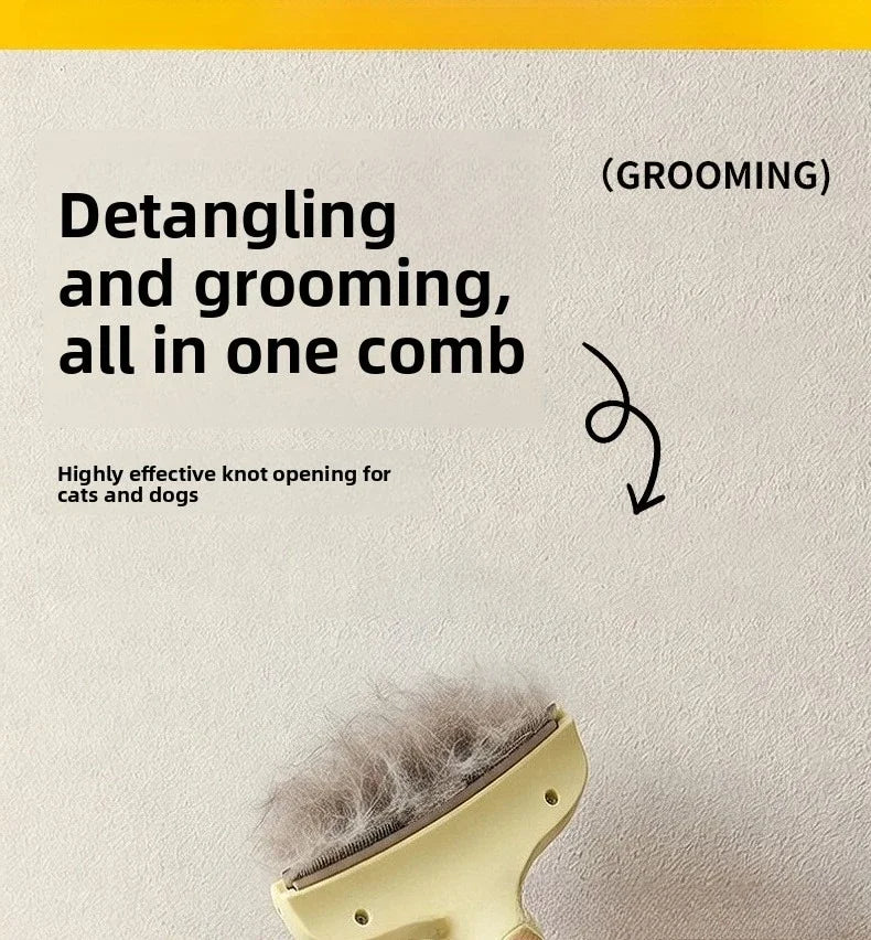 One-Click Self-Cleaning Pet Deshedding Brush Curved Blade Undercoat Rake Hair Remover Grooming Tool for Dog Cat