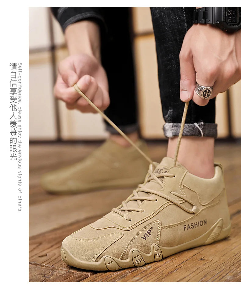 Men's Shoes New Fashion Breathable Non-slip Wear-resistant Outdoor Casual Mid-Top Lace-Up Sneakers